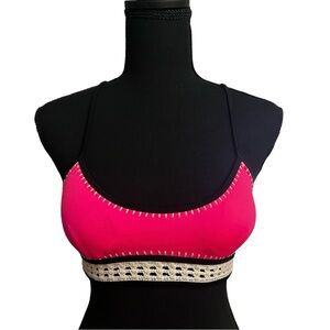 Victoria's Secret S Hot Pink Surf Crochet Bralette Chic Sporty Boho Swim Top